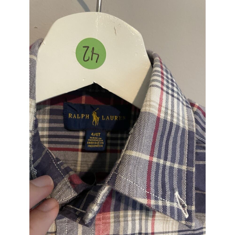 POLO RALPH LAUREN Boys Plaid Long Sleeve Button Up Shirt 4t‎ - Picture 3 of 5